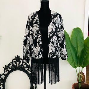 H&M Divided Floral Tassel Kimono
